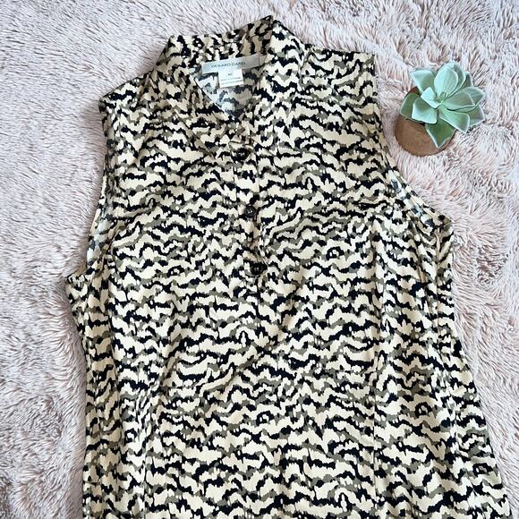 Gerard Darel Sleeveless Partial-Button Front Abstract Print Dress Size: US 10 - Picture 3 of 16